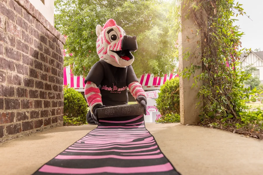 pink zebra moving mascot rolling floor runner moving companies morristown nj