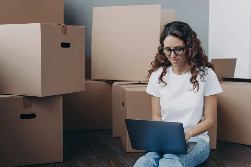 woman searching for expert movers in your area